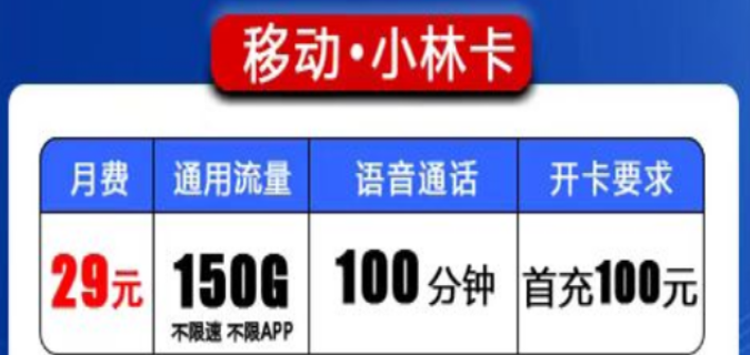 移動(dòng)流量卡會(huì)有都是純通用流量的嗎？移動(dòng)小林卡、森林卡|150G、200G純通用流量|+100分鐘免費(fèi)通話(huà)