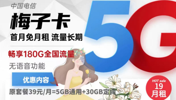 不用實(shí)名認(rèn)證的流量卡有嗎？電信梅子卡19元180G流量純流量卡